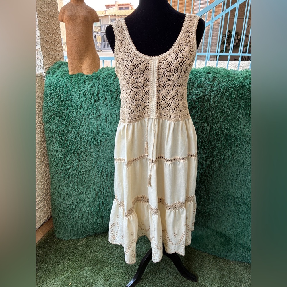RVintage Medium Crochet & Eyelet Boho Cottagecore Dress